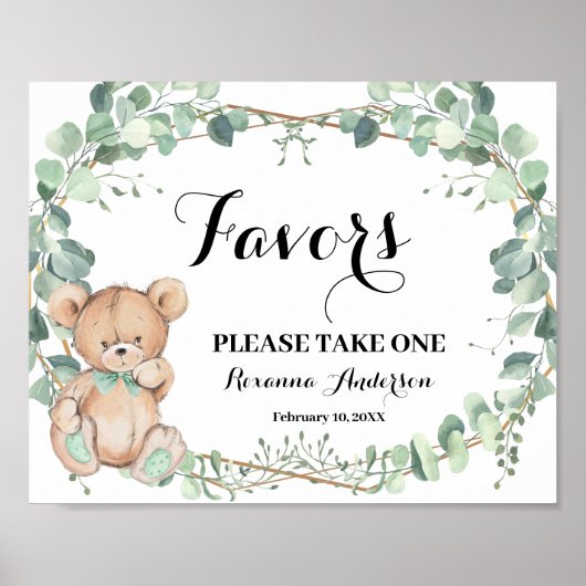 Favors Baby shower Beer Greenery Gold Sign Poster (Voorkant)