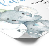 Favors baby shower sign blue elephant greenery poster (Hoek)