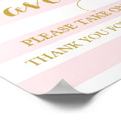 Favors Baby shower Sign Pink Stripes Gold Confetti Poster (Hoek)