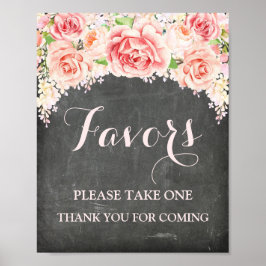 Favors Baby shower Sign Pink Waterverf Chalkboard Poster