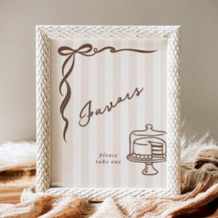 Favors Bebe Cafe Bruine Strik Handgetekende Cake Poster
