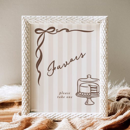 Favors Bebe Cafe Bruine Strik Handgetekende Cake Poster