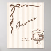 Favors Bebe Cafe Bruine Strik Handgetekende Cake Poster (Voorkant)