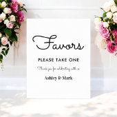 Favors Black White Wedding Sign Poster