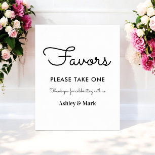 Favors Black White Wedding Sign Poster
