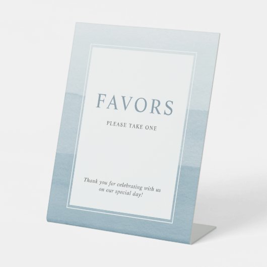 Favors Blue Wedding Reclamebord Met Voetstuk (Voorkant)