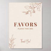 Favors Boho Wedding Sign Poster (Voorkant)