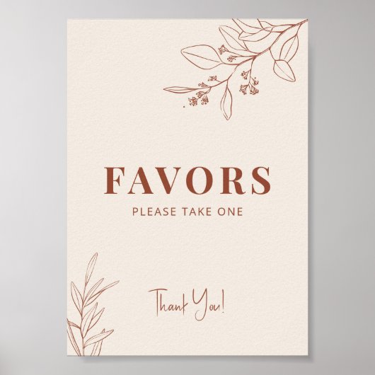 Favors Boho Wedding Sign Poster (Voorkant)