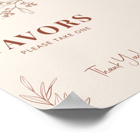 Favors Boho Wedding Sign Poster (Hoek)