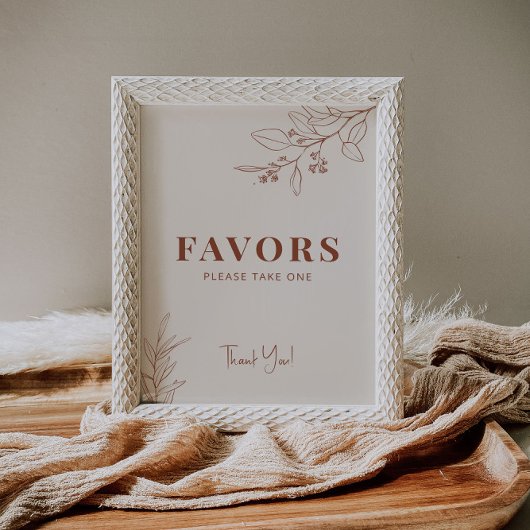 Favors Boho Wedding Sign Poster