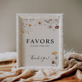 Favors Boho Wildflower Wedding Sign Poster