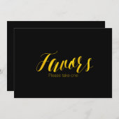 Favors Faux Gold Foil Chic Wedding Sign Kaart (Voorkant / Achterkant)