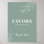 Favors Floral Sage Green Wedding Sign Poster (Voorkant)