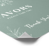 Favors Floral Sage Green Wedding Sign Poster (Hoek)