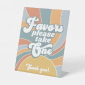 Favors Groovy Retro Sunshine Baby shower Reclamebord Met Voetstuk (Voorkant)