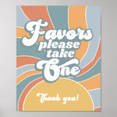 Favors Groovy Retro Sunshine Baby shower Sign. Poster (Voorkant)