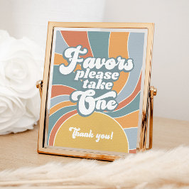 Favors Groovy Retro Sunshine Baby shower Sign. Poster