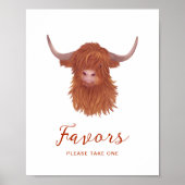 Favors Highland Koe Baby shower Poster (Voorkant)