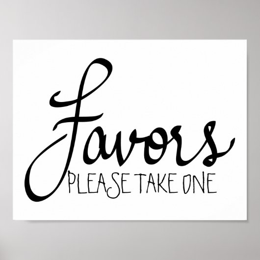 Favors Modern Wedding Simple Calligraphy Poster (Voorkant)