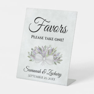 Favors Neem een eucalyptus & lavendel bruiloft Reclamebord Met Voetstuk