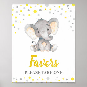 Favors Neem één gele Stippen Elephant Baby shower Poster