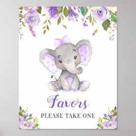 Favors Neem een kleine pinda Elephant Girl Paars Poster