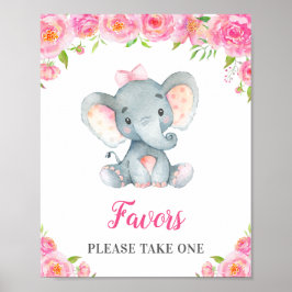 Favors Neem één kleine pinda olifant meisje roze Poster