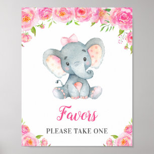 Favors Neem één kleine pinda olifant meisje roze Poster