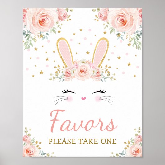 Favors - Neem één / roze Floral Bunny Cute Rabbit Poster (Voorkant)