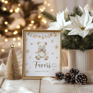 Favors neem een teken Winter Teddy Bear Baby Poster