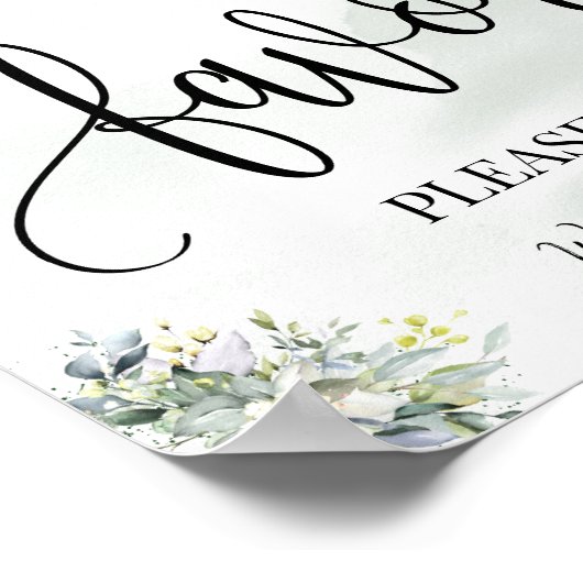 Favors party sign bruiloft receptie eucalyptus poster (Hoek)