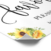 Favors party sign bruiloft receptorboho zonnebloem poster (Hoek)