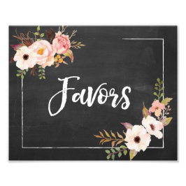 Favors Rustic Chalkboard Floral Wedding Sign Foto Afdruk