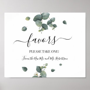 Favors Shower Weddenschap Greenery Eucalyptus Sign Poster