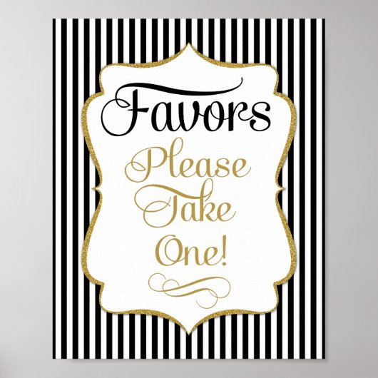 Favors Sign Black Gold Stripe Poster (Voorkant)