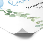 Favors sign blue ballonnen greenery baby shower poster (Hoek)