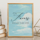 Favors Sign Blue Sky Cloud Baby shower Poster