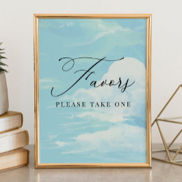 Favors Sign Blue Sky Cloud Baby shower Poster