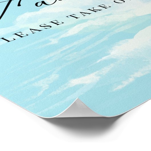 Favors Sign Blue Sky Cloud Baby shower Poster (Hoek)