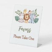 Favors Sign Boy Baby shower Oerwoud Safari Reclamebord Met Voetstuk (Voorkant)