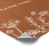 Favors Sign Burnt Oranje Wildflower Weddenschap Po Poster (Hoek)