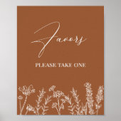 Favors Sign Burnt Oranje Wildflower Weddenschap Po Poster (Voorkant)