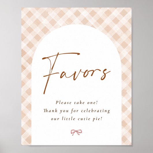 Favors Sign Cutie Pie Thanksgiving Baby Shower Poster (Voorkant)