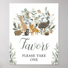 Favors Sign Eucalyptus Australian Animals Party Poster