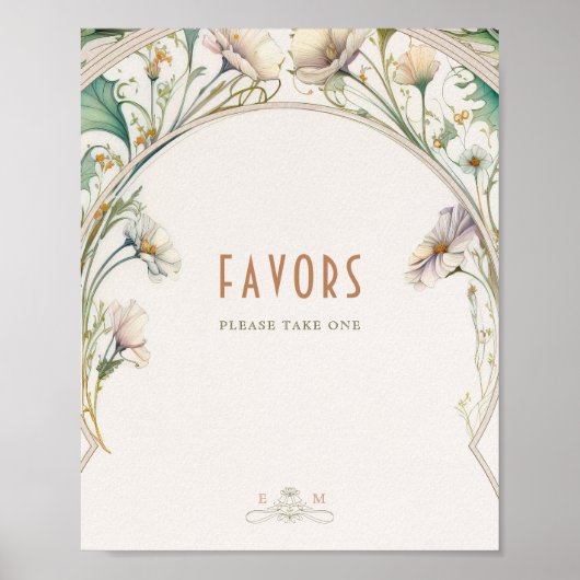 Favors Sign Guests Daisy Art Nouveau door Mucha Poster (Voorkant)