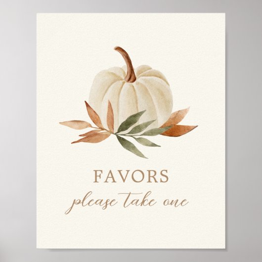 Favors Sign Little Pumpkin Baby shower Poster (Voorkant)