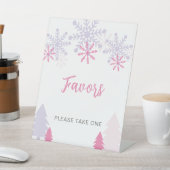 Favors Sign Little Snowflake Baby shower Winter Reclamebord Met Voetstuk (Insitu)