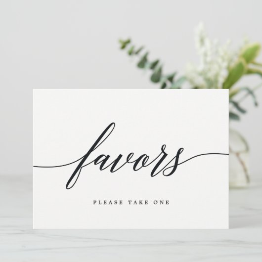 Favors Sign - Modern Script Kaart (Staand voorkant)