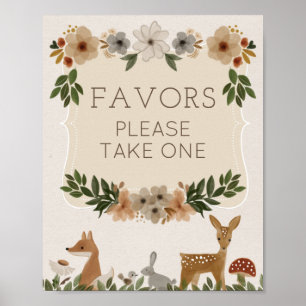 Favors Sign Modern Woodland Baby shower Poster
