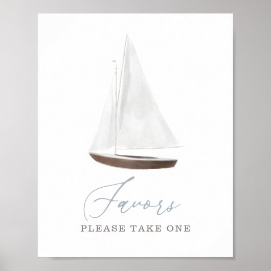 Favors Sign Nautical Sailboat Baby shower Poster (Voorkant)
